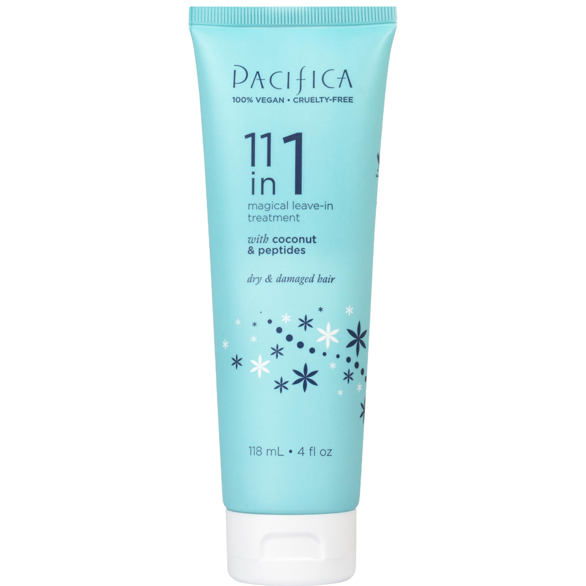 Pacifica leave in conditioner front packaging showing product benefits and vegan badge