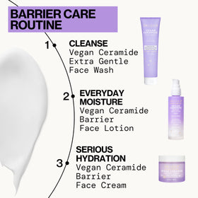 Pacifica lotion on face being gently smoothed for barrier support