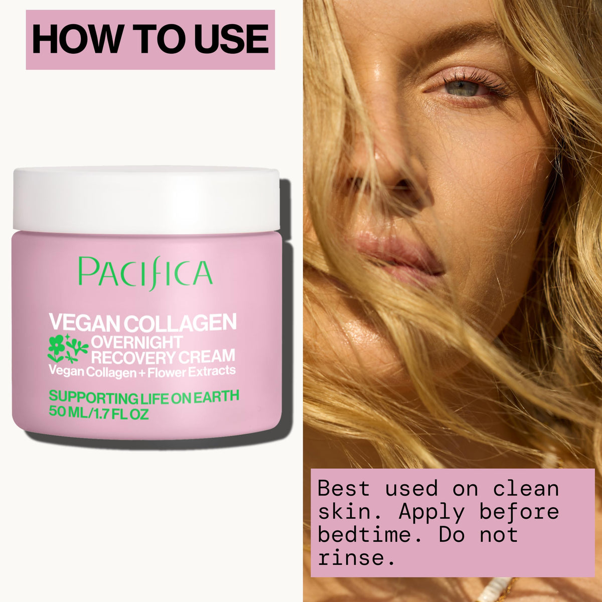 Applying Pacifica night cream on hand to demonstrate smooth spreadability and hydration