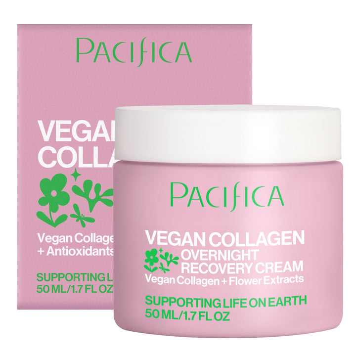 Pacifica night face cream jar front showing clean vegan packaging and benefits