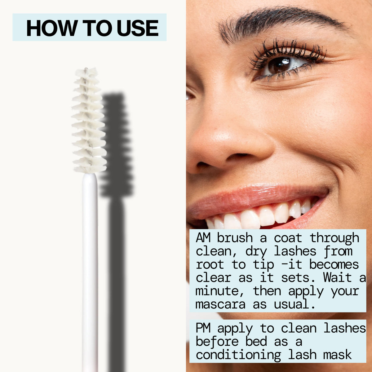 Pacifica applying nighttime serum to lashes for conditioning benefits