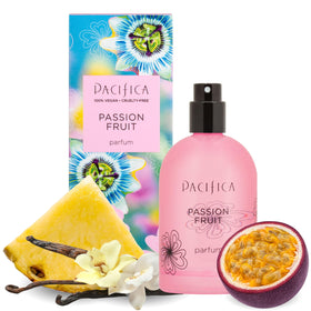 Pacifica front bottle showing tropical label and travel-ready size benefit