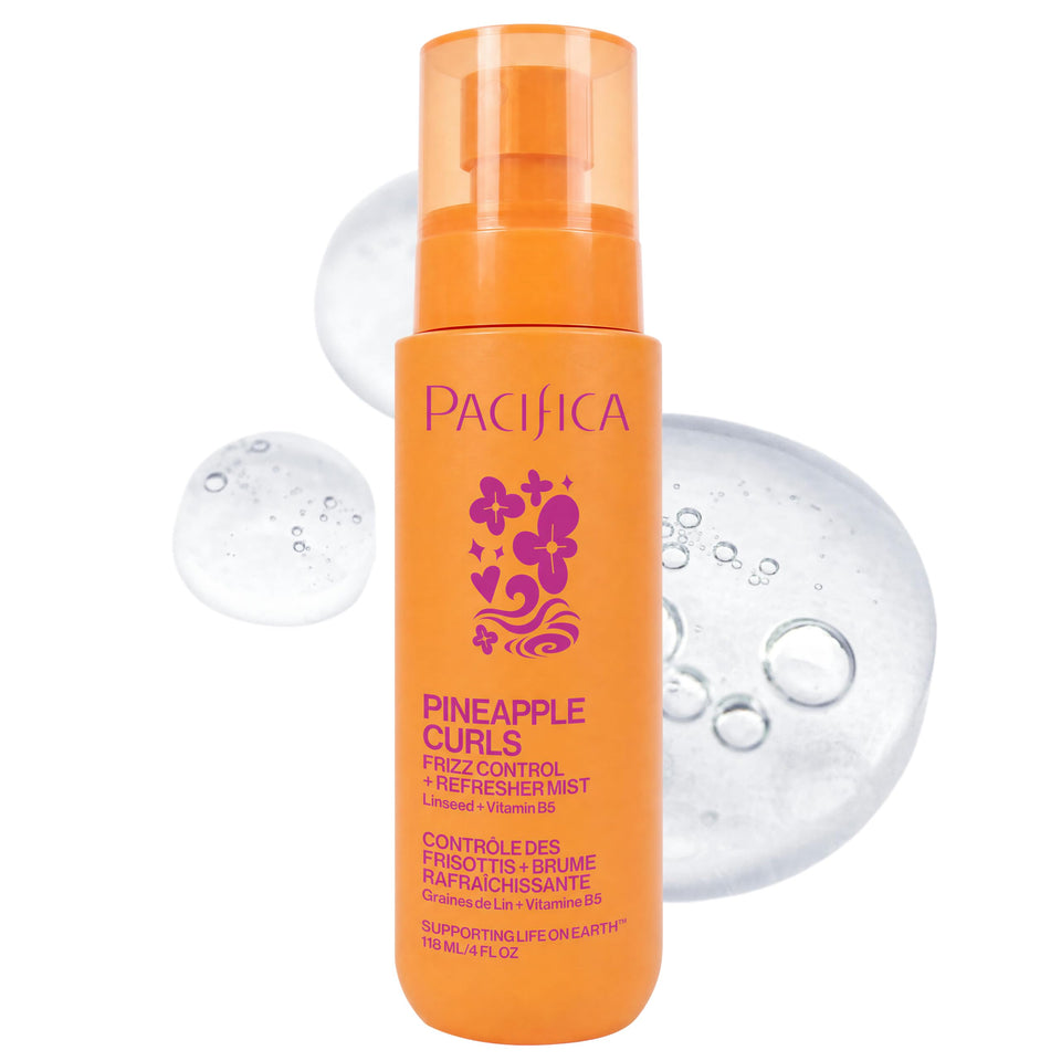 Pacifica front bottle shot showing Pineapple Curls packaging and benefits