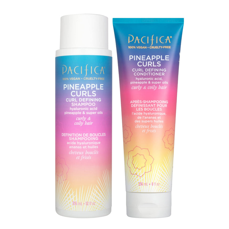Pacifica Pineapple Curls front packaging shows set and tropical benefits