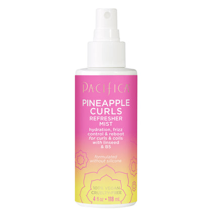 Pacifica front bottle showing pineapple curls mist and travel-ready convenience