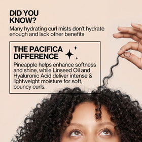 Pacifica ingredient display with pineapple extract and hyaluronic acid benefits
