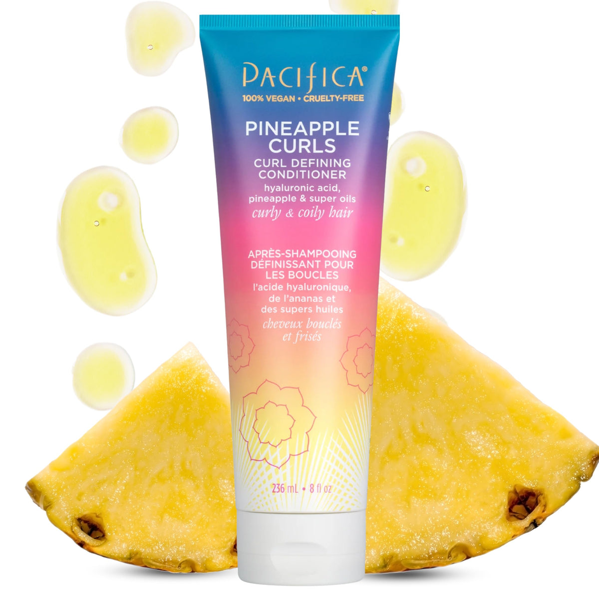 Pacifica front packaging showing pineapple curl conditioner benefits