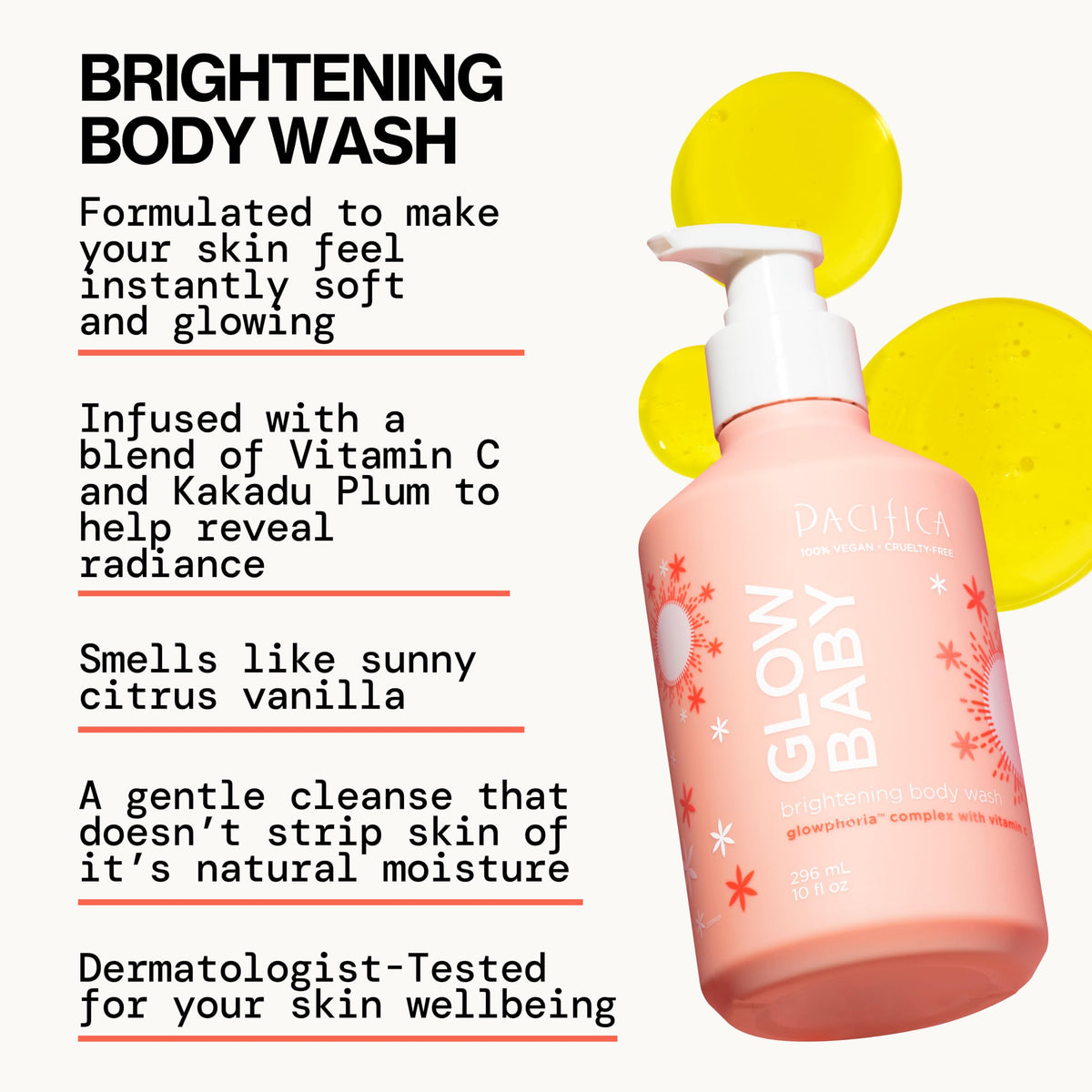 Pacifica pump dispenser close-up with brightening gel protecting skin