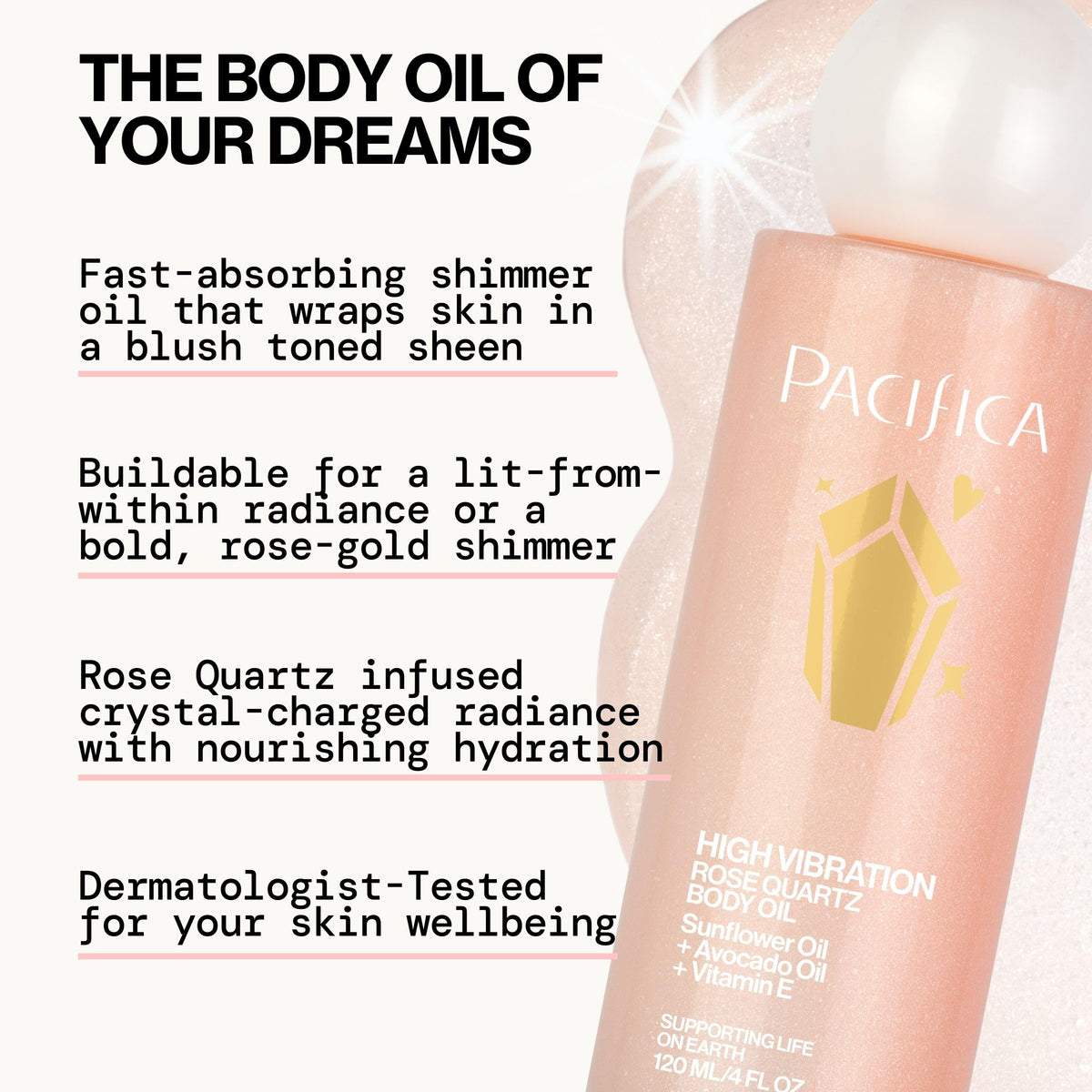 Pacifica bottle staged in bathroom to show routine-friendly daily use benefit