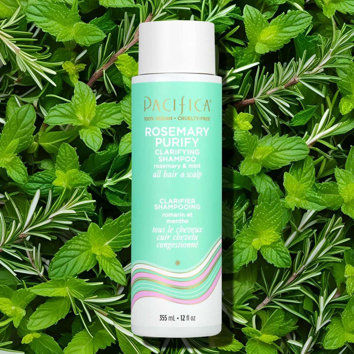 Pacifica Rosemary Purify after-rinse hair showing lifted roots and shine