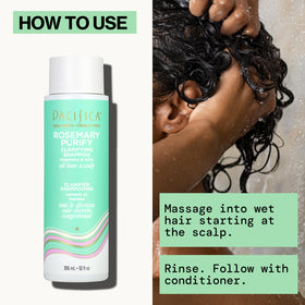Pacifica Rosemary Purify bottle in bathroom lifestyle scene suggesting daily ritual