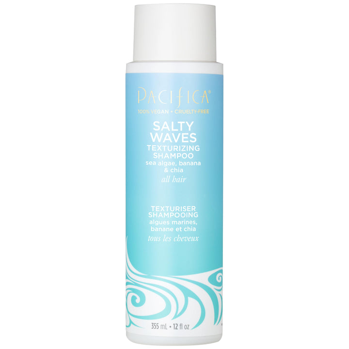 Pacifica bottle front packaging showing product benefit of beachy texture