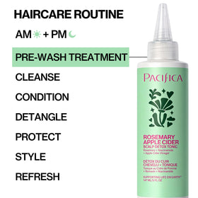 Pacifica applied to parted hair showing direct scalp delivery for effective buildup removal