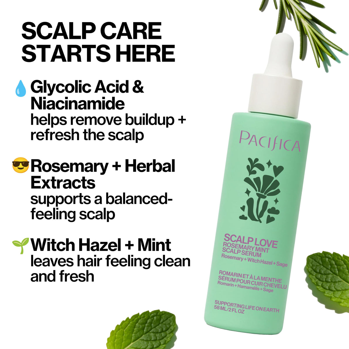 Pacifica dropper dispensing serum to target scalp for quick absorption benefit