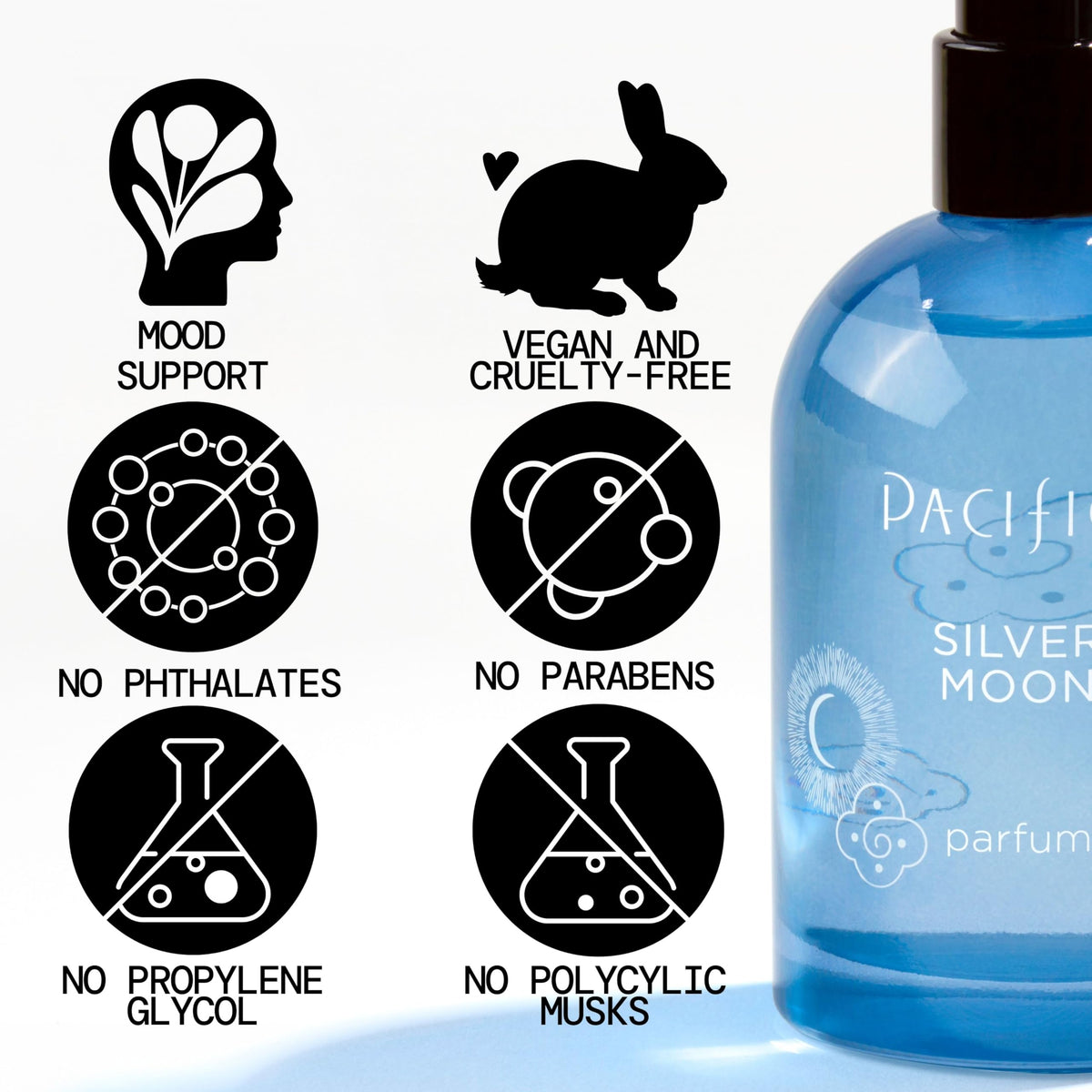 Pacifica Silver Moon side label close-up highlighting ingredients and clean formula