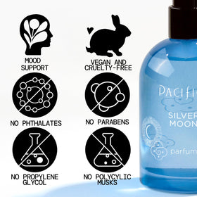 Pacifica Silver Moon side label close-up highlighting ingredients and clean formula