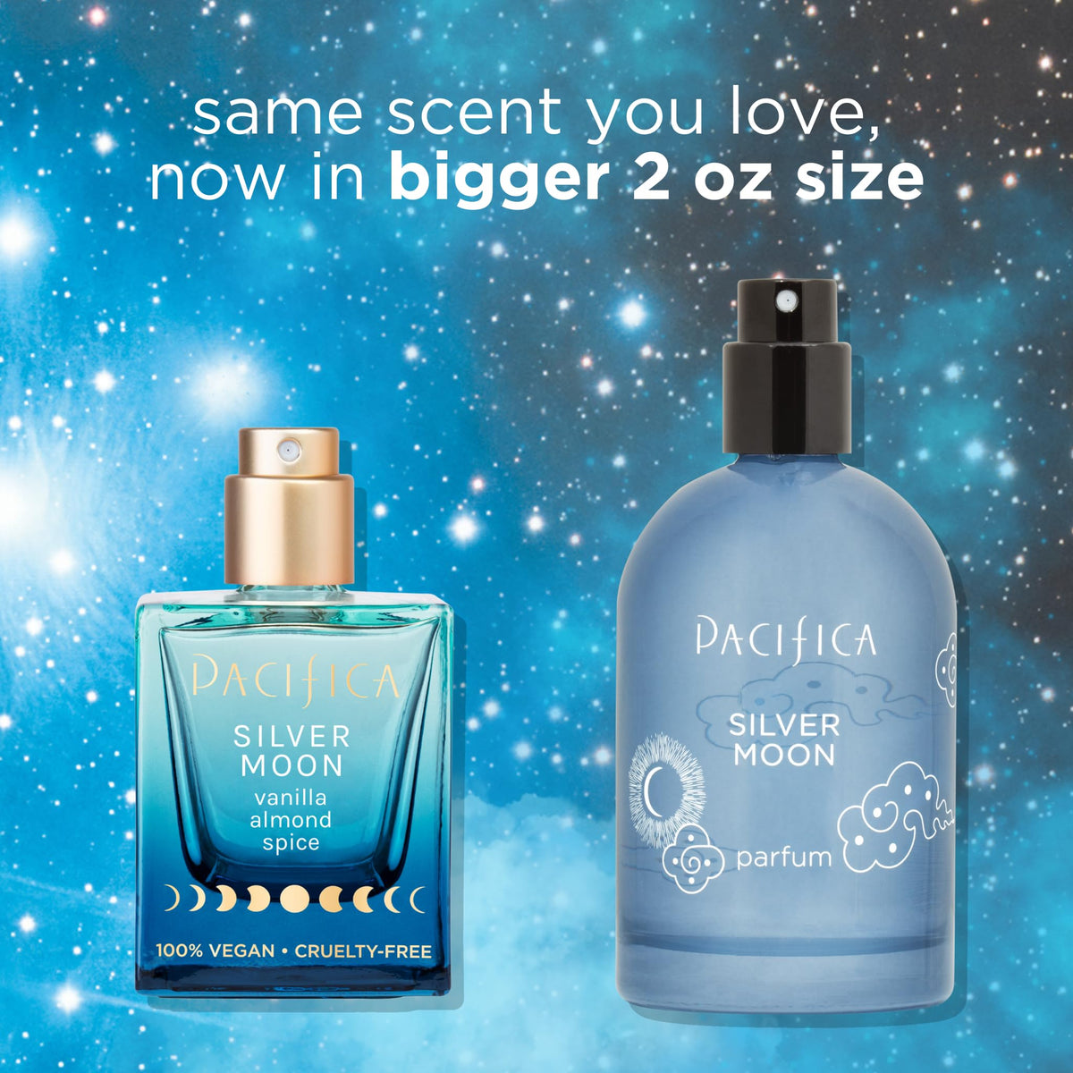 Pacifica Silver Moon liquid close-up emphasizing creamy texture and gourmand warmth