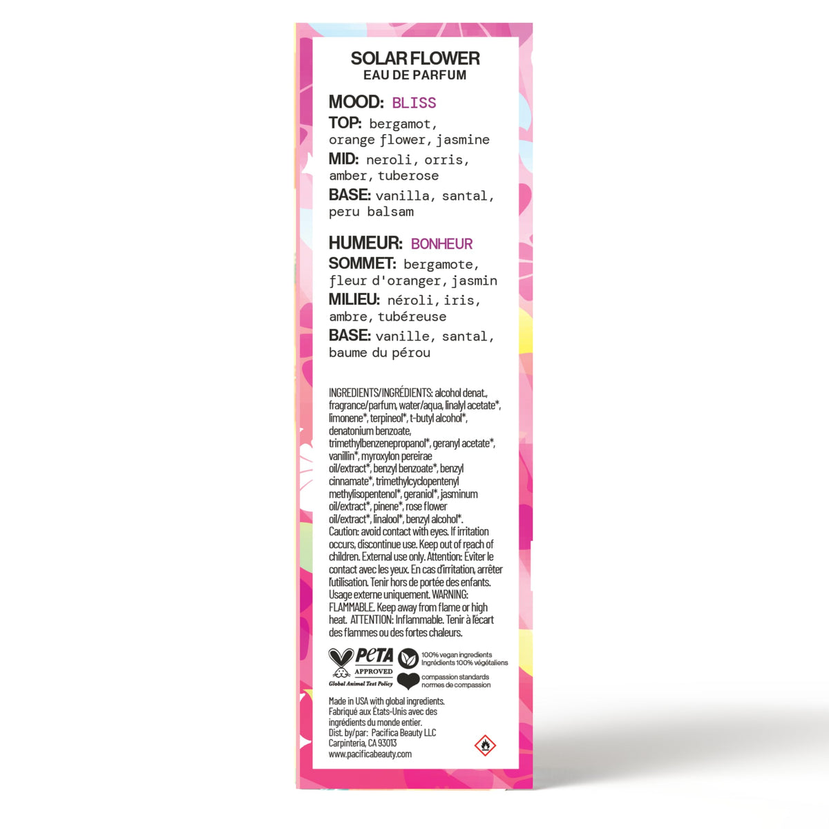 Pacifica recyclable glass label detail emphasizing sustainability and freshness protection