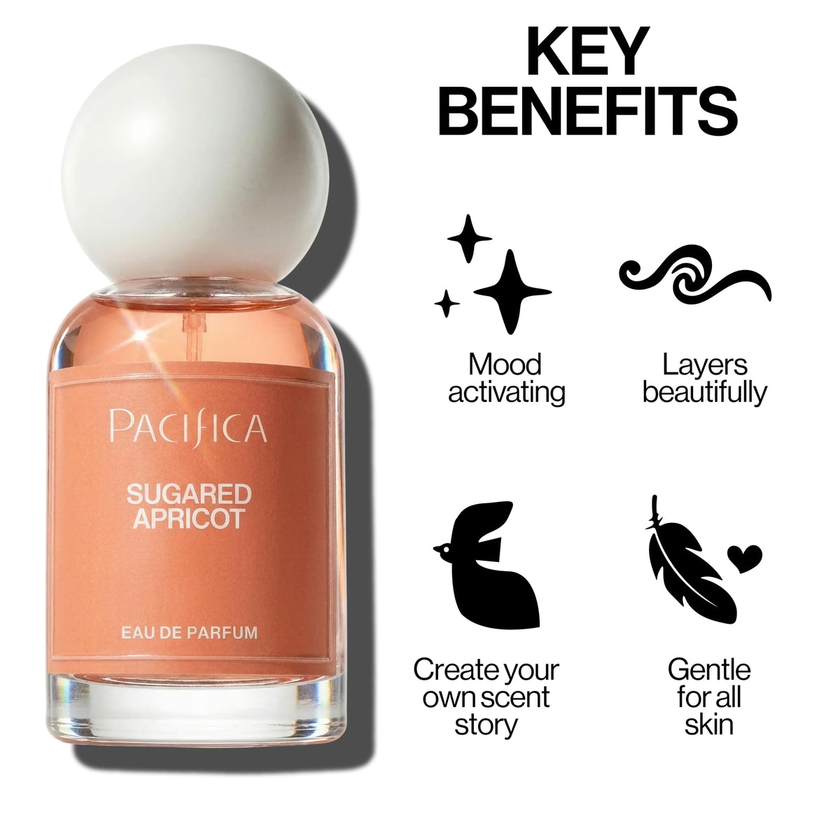 Pacifica Sugared Apricot botanical ingredients close-up highlighting real fruit notes