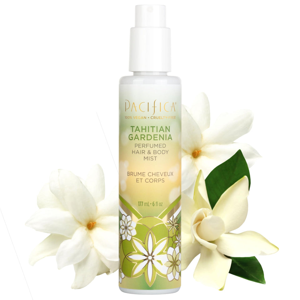 Pacifica Tahitian Gardenia front packaging showing bottle and label benefits