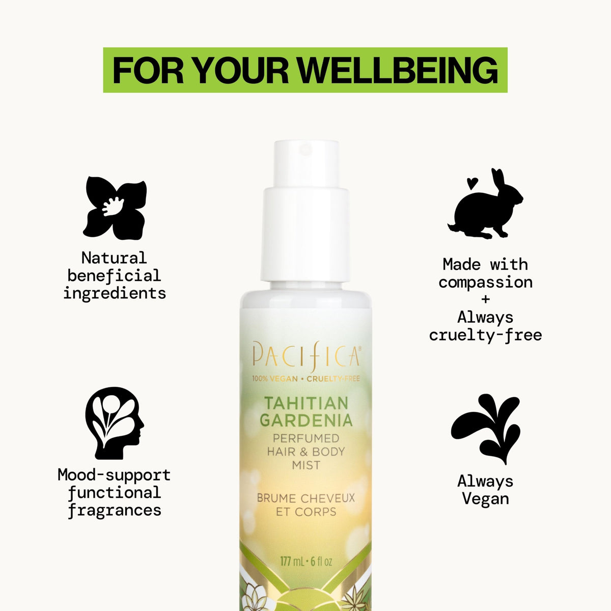 Pacifica Tahitian Gardenia mist cloud texture demonstrating gentle coverage