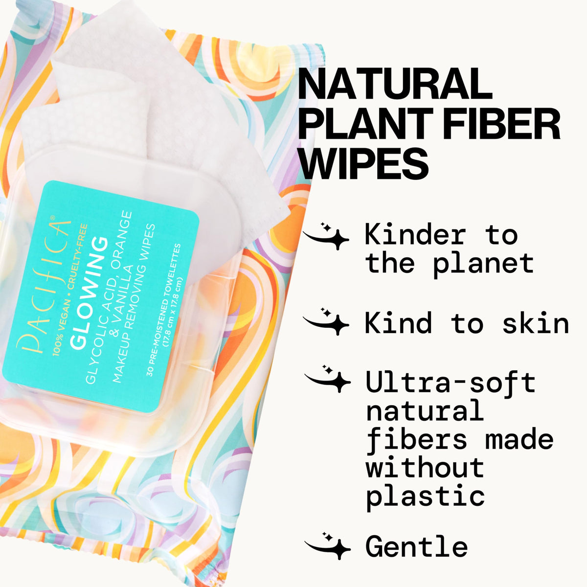 Pacifica texture close-up of plant-fiber cloth highlighting gentle exfoliation benefit