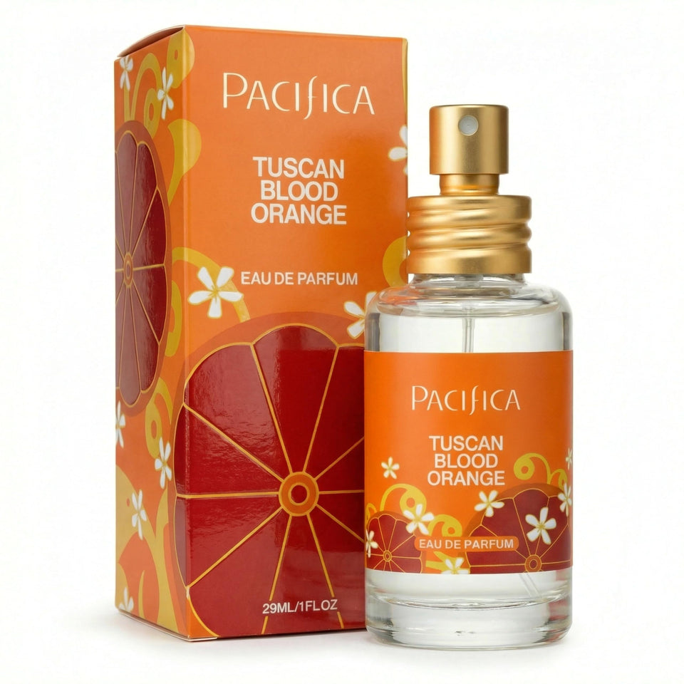 Pacifica front bottle view showing citrus fragrance and daytime appeal