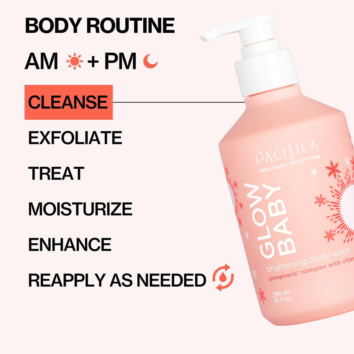 Pacifica body wash in hand during shower for hydrated, glowing skin