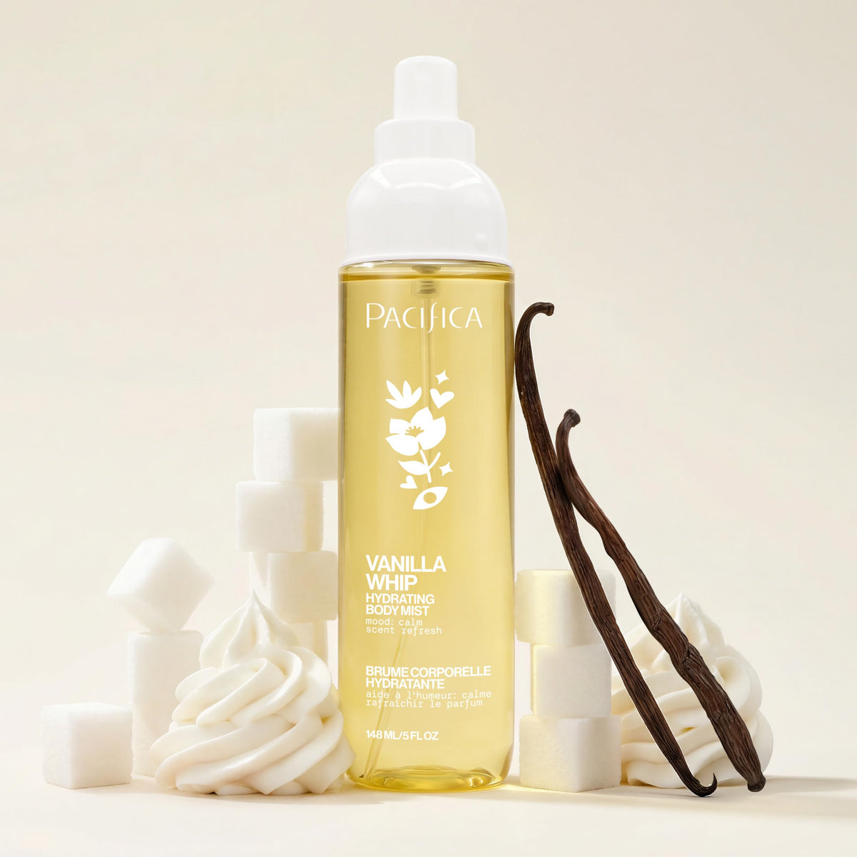 Pacifica being sprayed through hair illustrating scent refresh without weighing hair