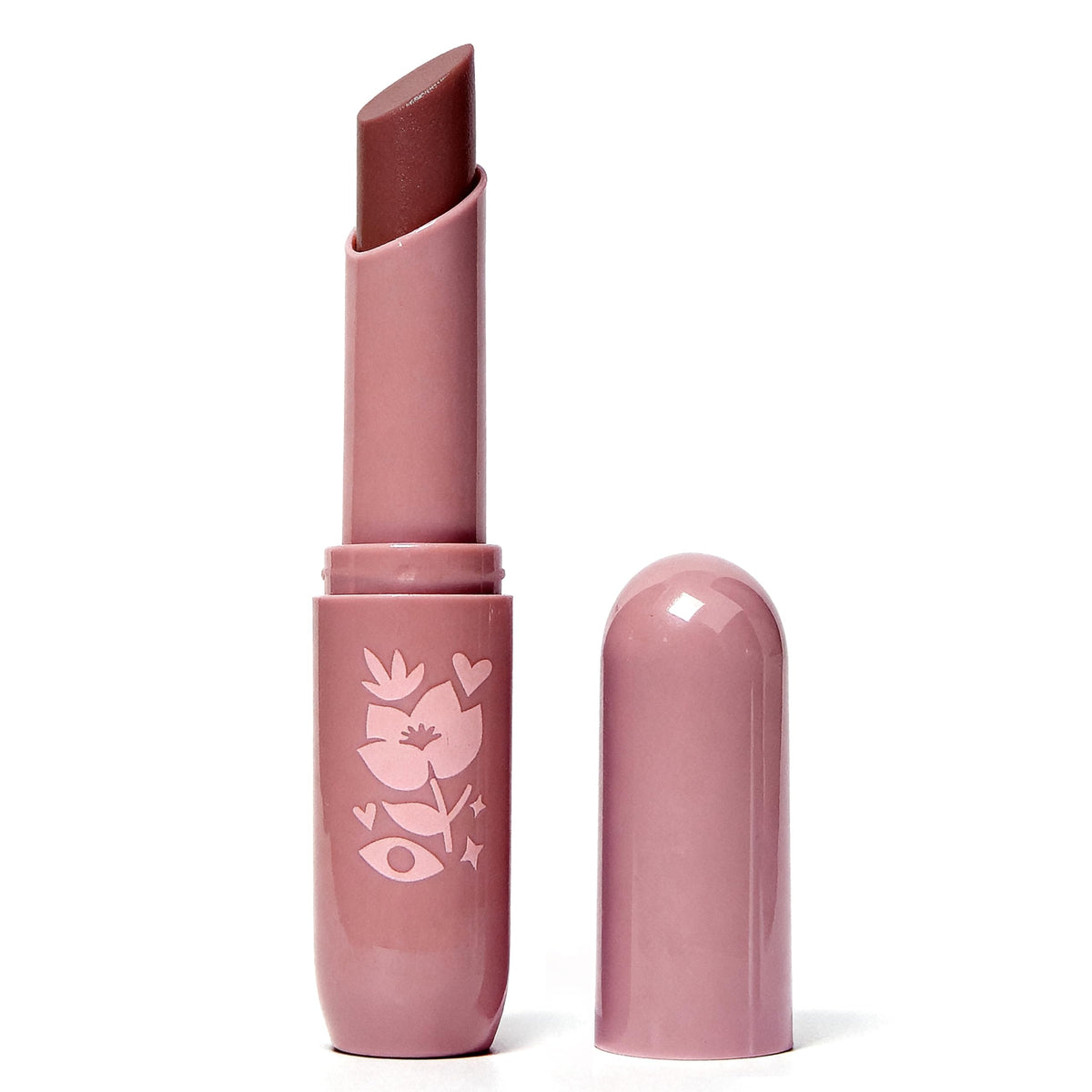 Pacifica lip butter in hand for scale, illustrates compact travel-friendly size