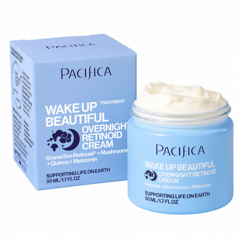Pacifica front jar showing label and sleek packaging benefit: clear product ID