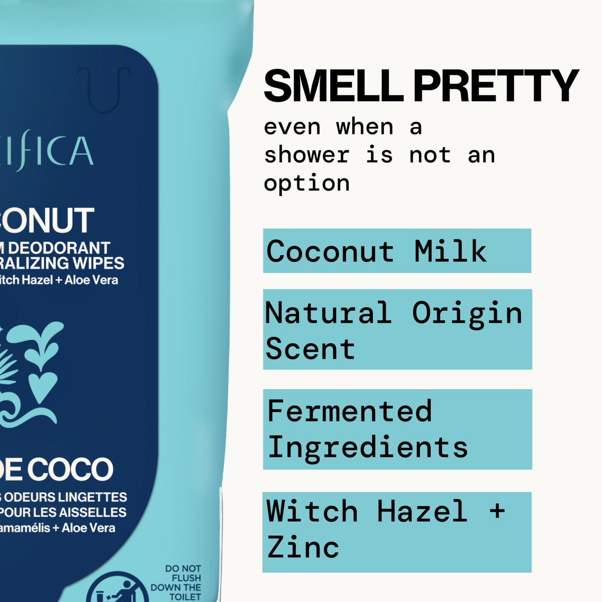 Pacifica wipe in hand delivering quick on-the-go underarm refresh