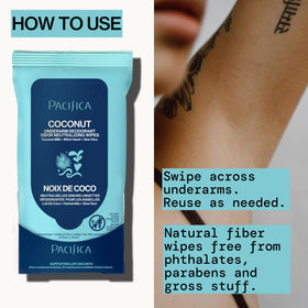 Pacifica wipe used after workout showing effective odor removal