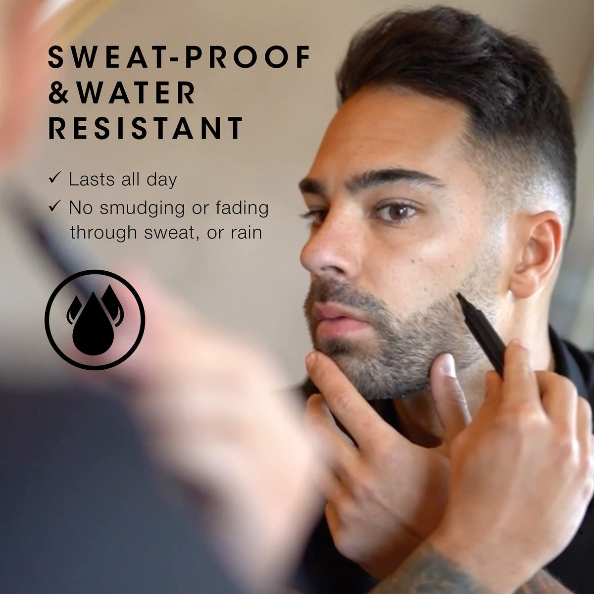 Pacinos applied to beard in use, fills gaps for fuller appearance