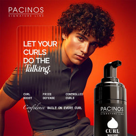 Pacinos being scrunched into damp hair for defined curls benefit