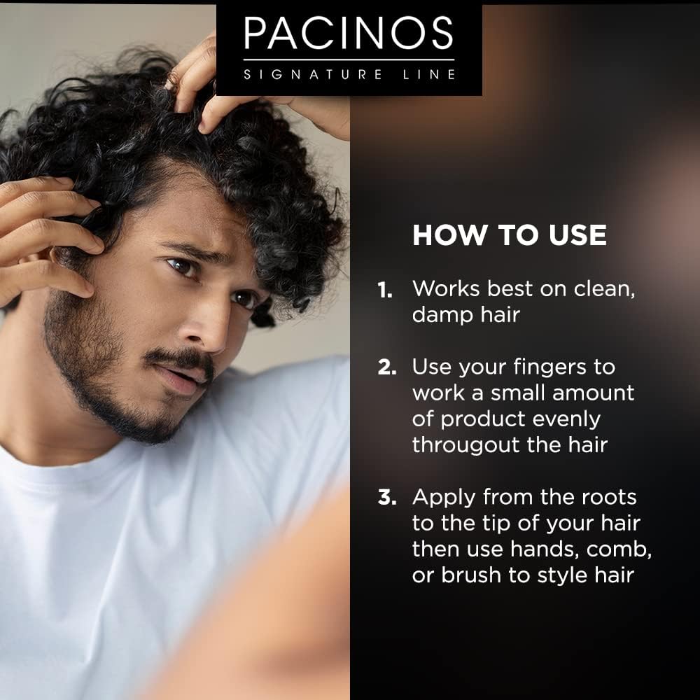 Pacinos before and after curls showing frizz reduction and smoother texture