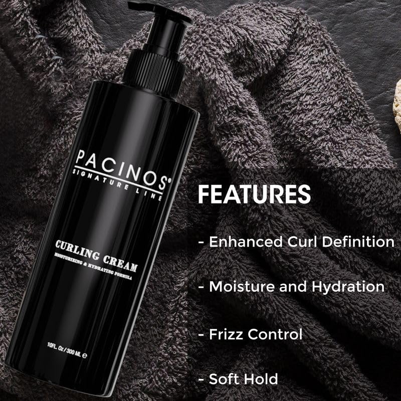Before and after using Pacinos demonstrating smoother curls