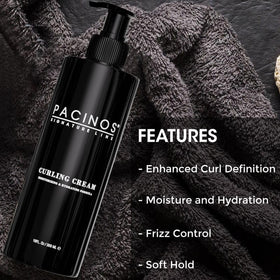 Before and after using Pacinos demonstrating smoother curls