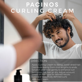 Lifestyle shot of Pacinos curls that look shiny and frizz-controlled