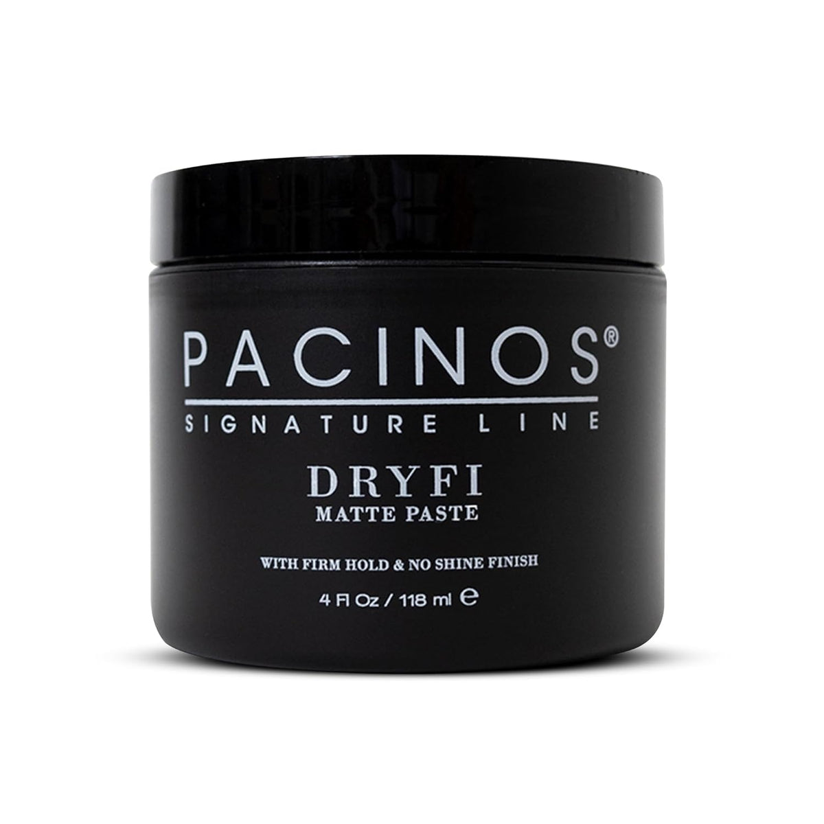 Pacinos front packaging showing matte paste and clear product benefit