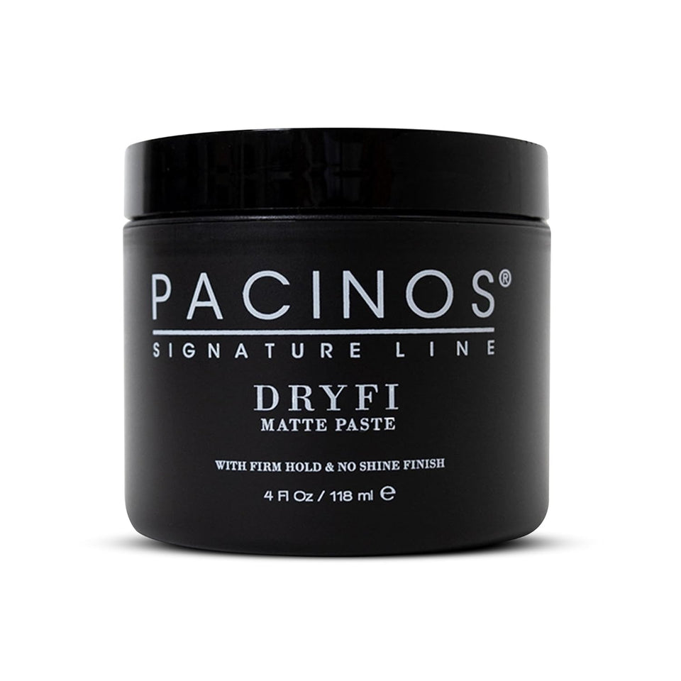 Pacinos front packaging showing matte paste and clear product benefit