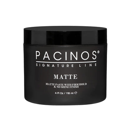 Pacinos jar front view showing packaging and matte paste benefit