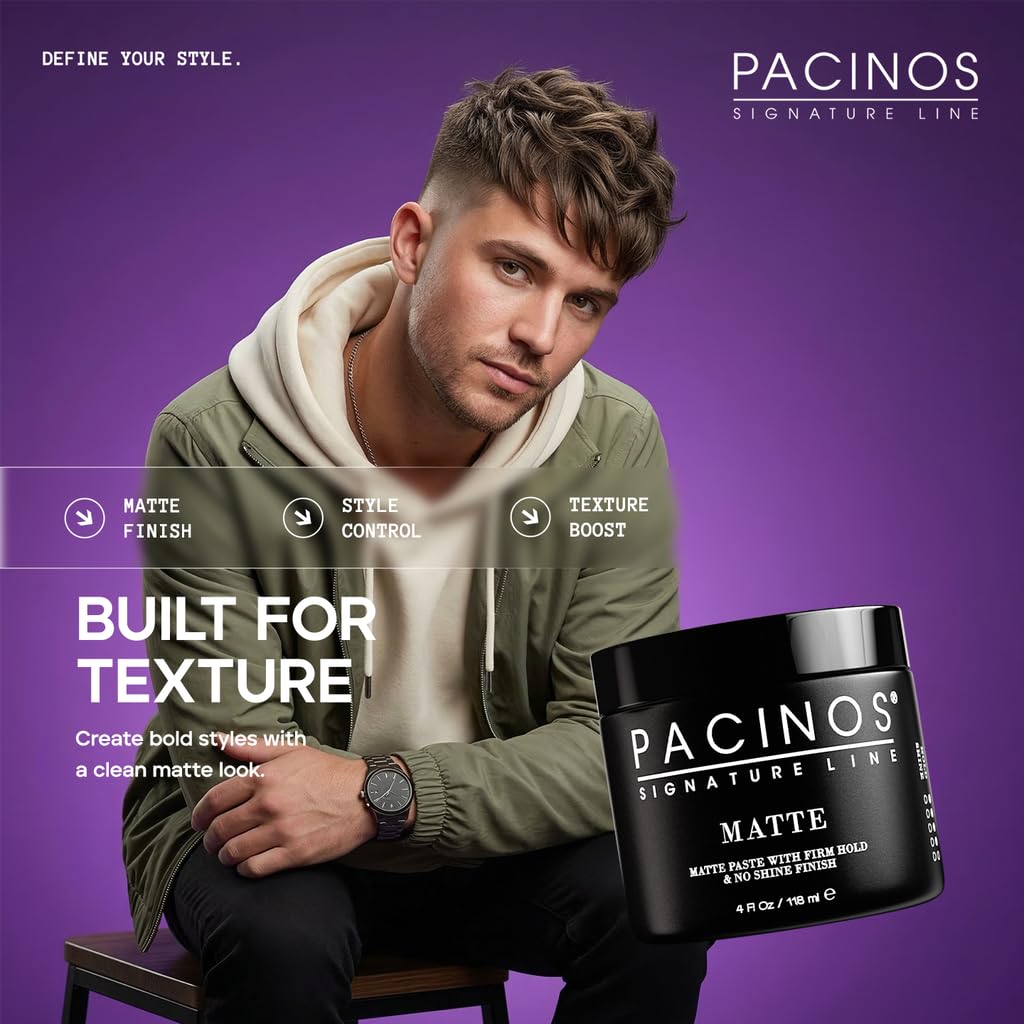 Pacinos styled short haircut showing defined matte look benefit