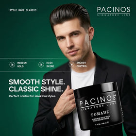 Pacinos pomade open tub texture highlighting smooth paste for easy application