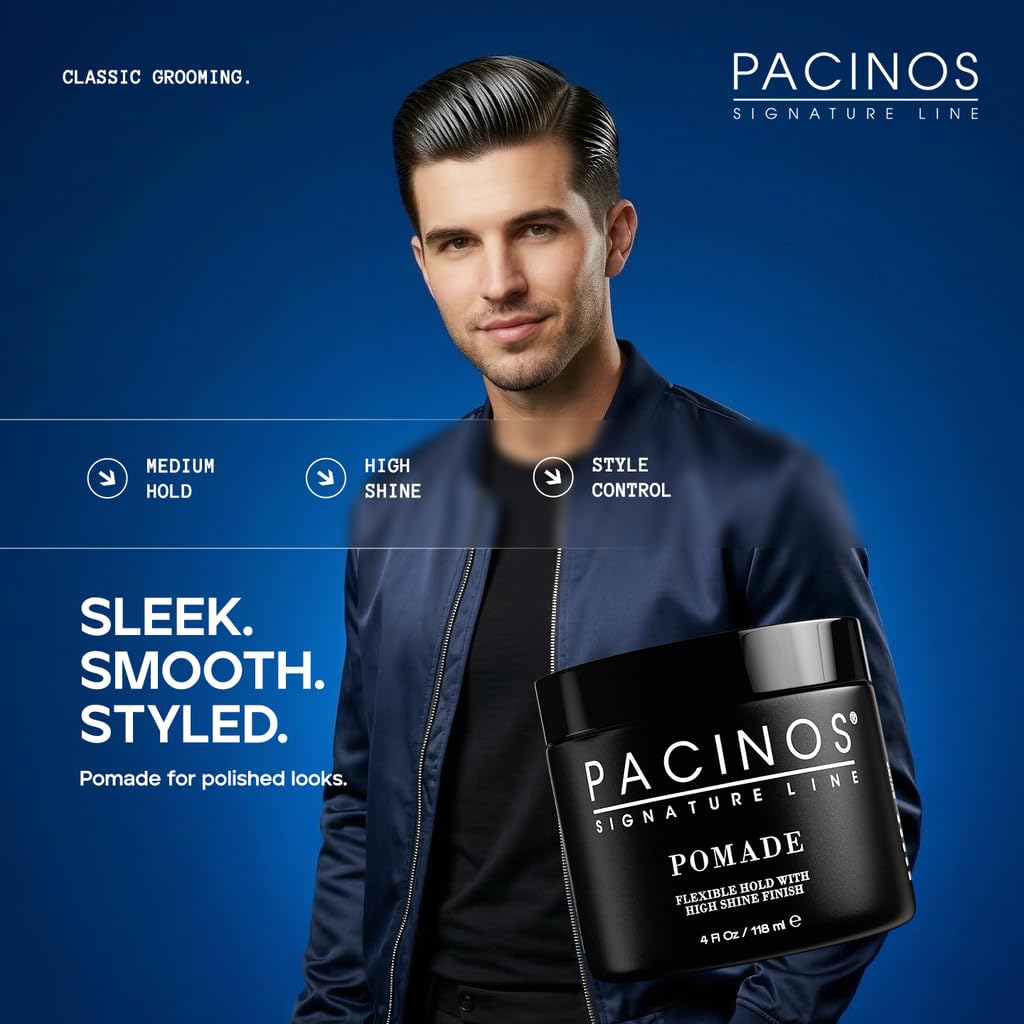Pacinos pomade texture close-up showing spreadable formula for smooth styling