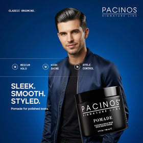 Pacinos pomade texture close-up showing spreadable formula for smooth styling