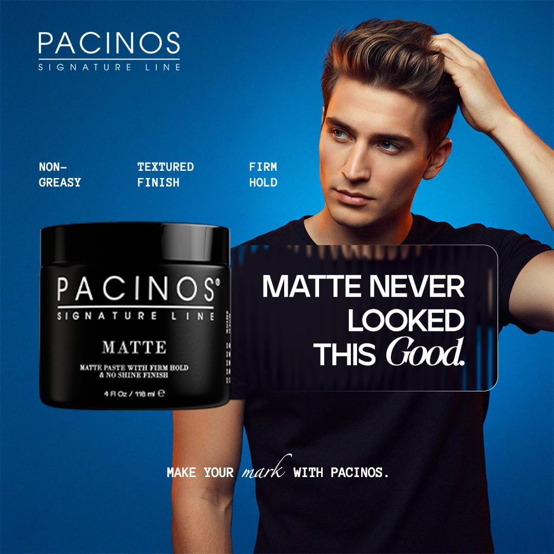 Pacinos before and after styling on man showing matte natural look