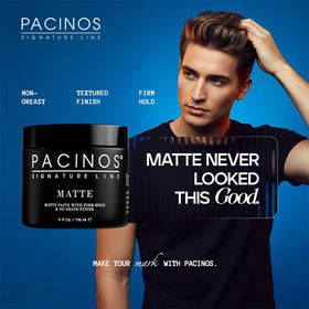 Pacinos before and after styling on man showing matte natural look