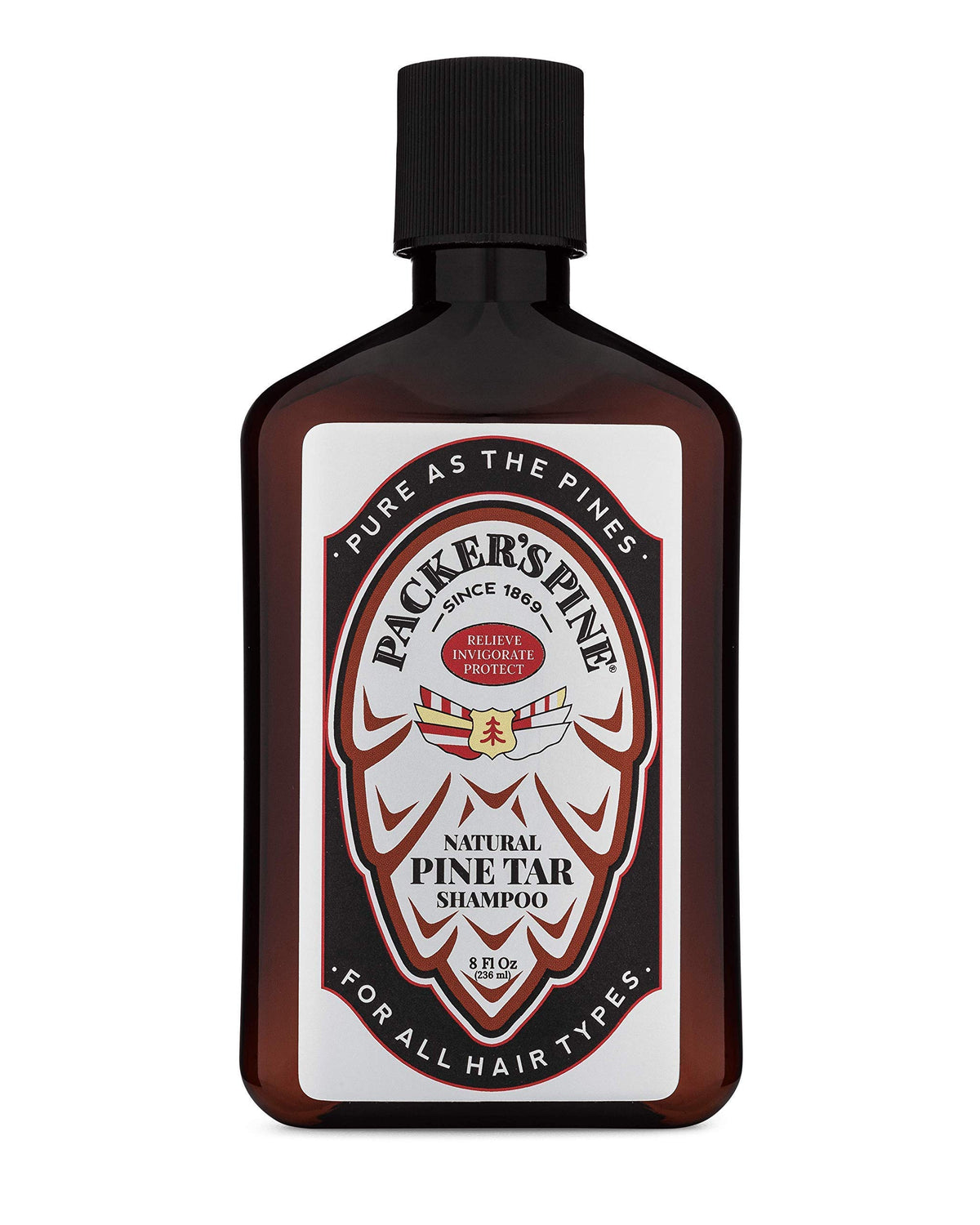 Packer's Pine front bottle view showing clean packaging and woodsy scent benefit