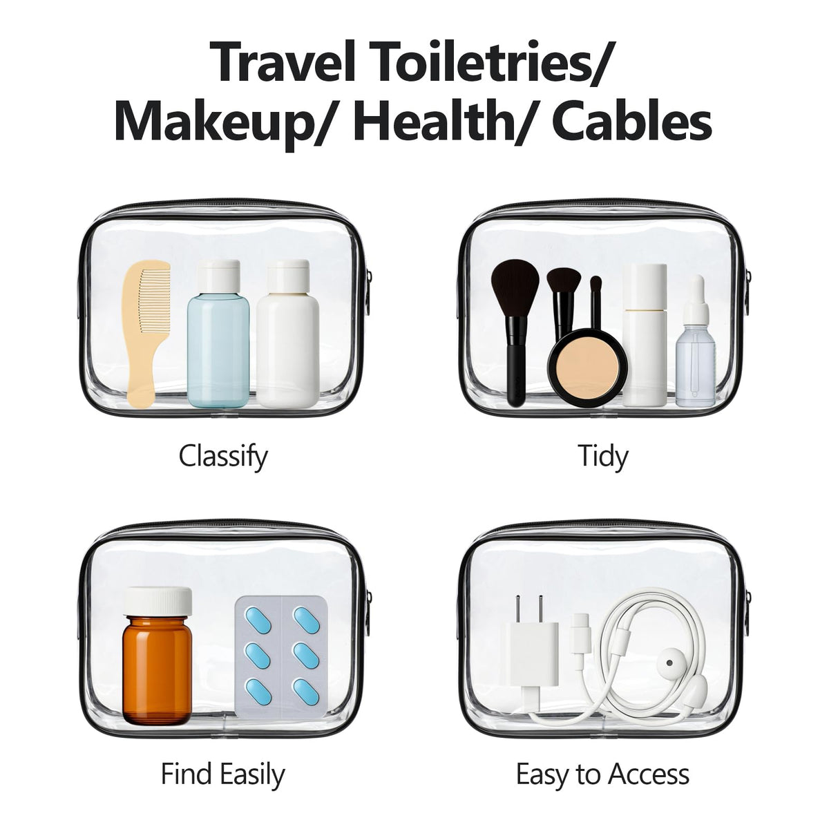 PACKISM filled with travel bottles to show true quart-size capacity
